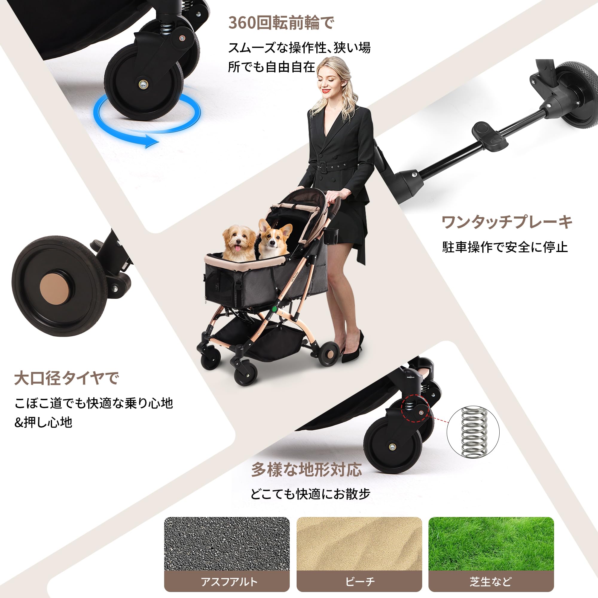 ペットカート 犬 バギー 4輪 犬用かーと 小型犬 中型犬 猫 多頭 ペットキャリーカート ワンタッチ折り畳み コンパクト收纳 自立式 ペットバギー犬介護用かーと軽量前輪360 ペットカート 犬 バギー 4輪 犬用かーと 小型犬 中型犬 猫 多頭 ペットキャリーカート ワンタッチ折り畳み コンパクト收纳 自立式 ペットバギー犬介護用かーと軽量前輪360