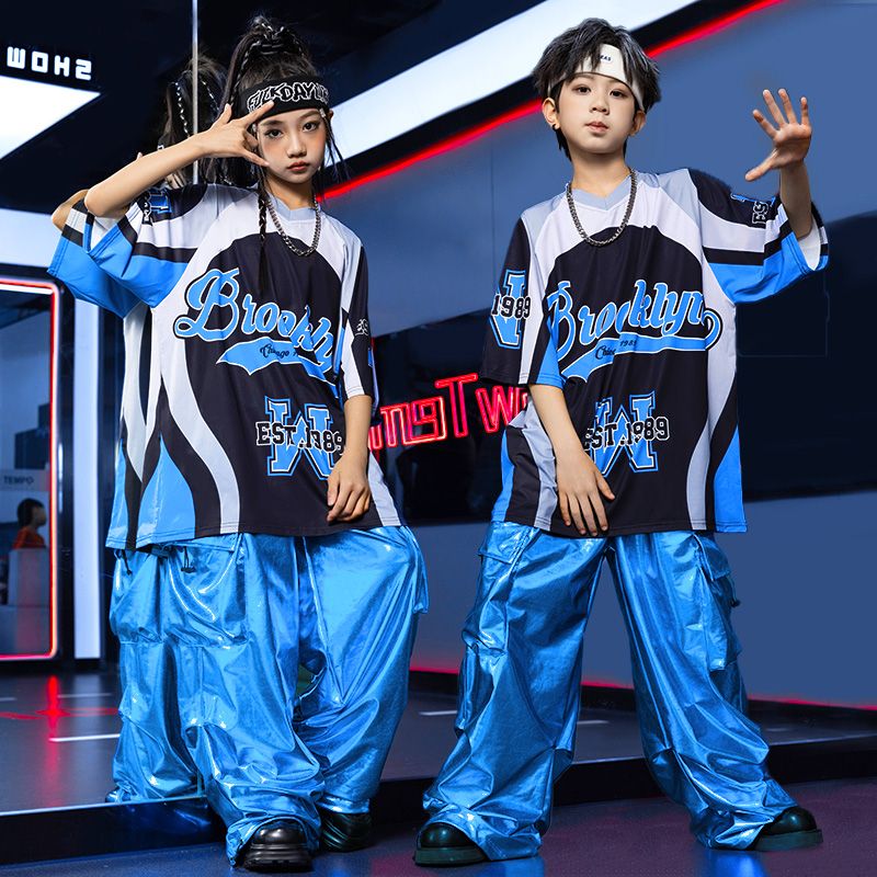 【綿質の生地が快適で柔らかい】子供の街のダンスのファッション服の男の子のヒップホップのスーツのファッションブランドの子供のhiphopの女の子のショーのジャズダンスの公演の服装