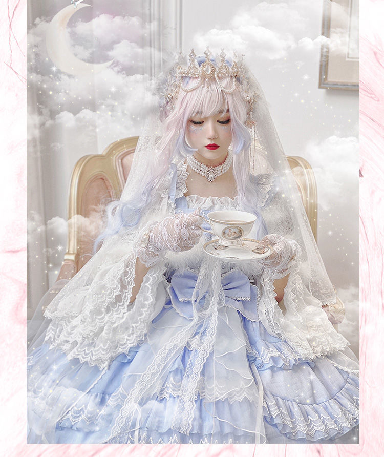 大人気ロリスーツ5点セットの天使の祈り花のドレスLolita吊りスカートJSKスカート