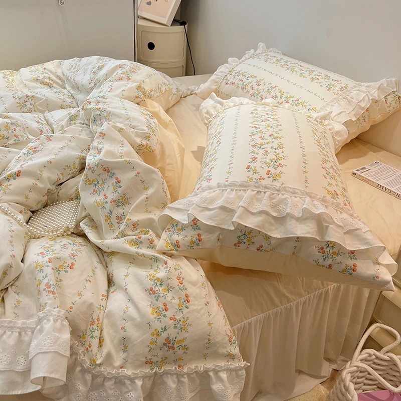 布団 ins 田園風 小花柄 純綿 布団シーツ 3セット 4セット コットンベッド 寮 自宅 1.2m-1.8m