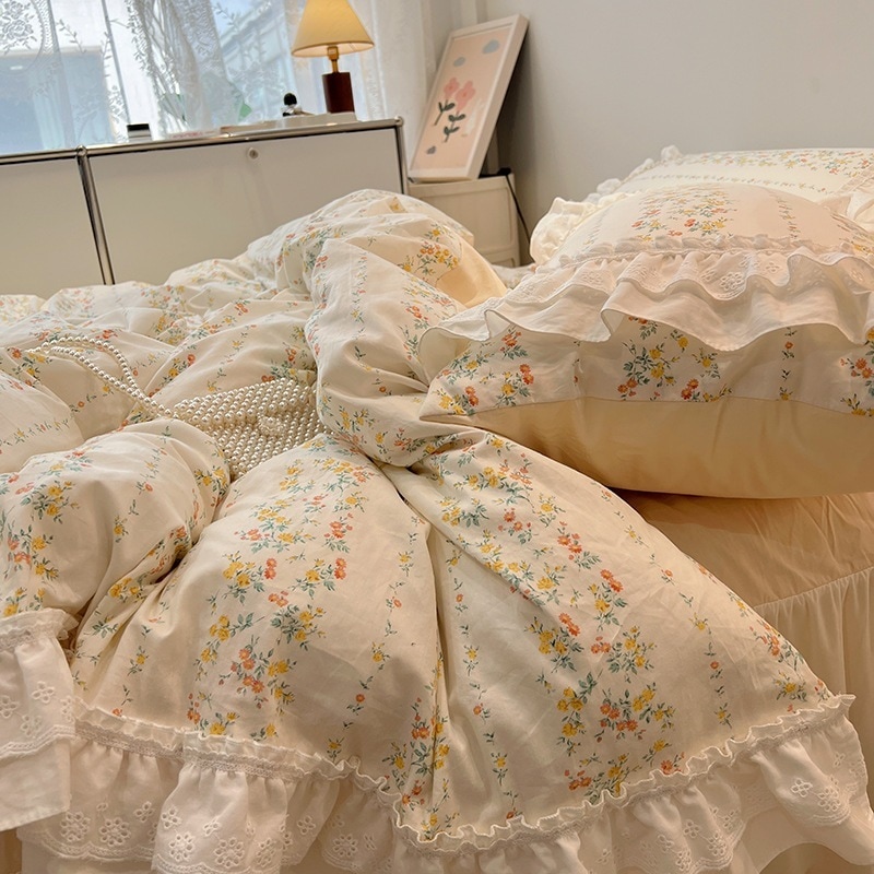 布団 ins 田園風 小花柄 純綿 布団シーツ 3セット 4セット コットンベッド 寮 自宅 1.2m-1.8m