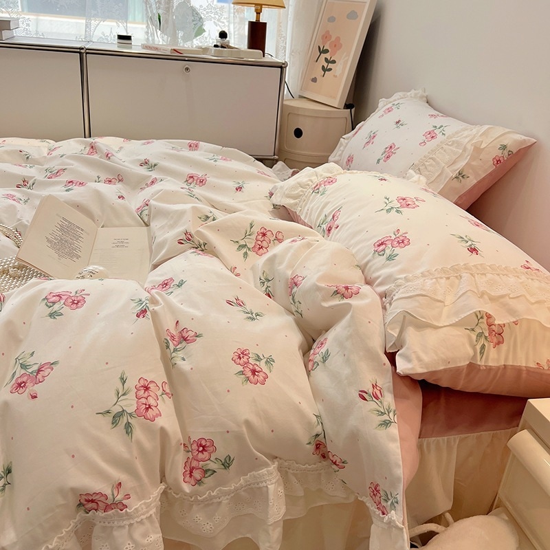 布団 ins 田園風 小花柄 純綿 布団シーツ 3セット 4セット コットンベッド 寮 自宅 1.2m-1.8m