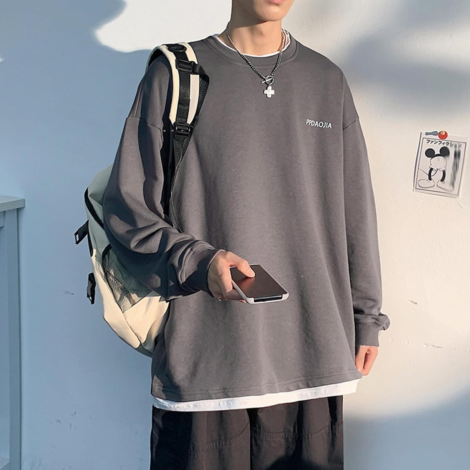トレーナー メンズ 5xl ピンク フェイクレイヤード クルーネック 長袖 パーカー Tシャツ クルーネック ビッグサイズ フルオーバー 春秋服 着こなし 体型パカー 日系 個性的 bf風 トレーナー メンズ 5xl ピンク フェイクレイヤード クルーネック 長袖 パーカー Tシャツ クルーネック ビッグサイズ フルオーバー 春秋服 着こなし 体型パカー 日系 個性的 bf風