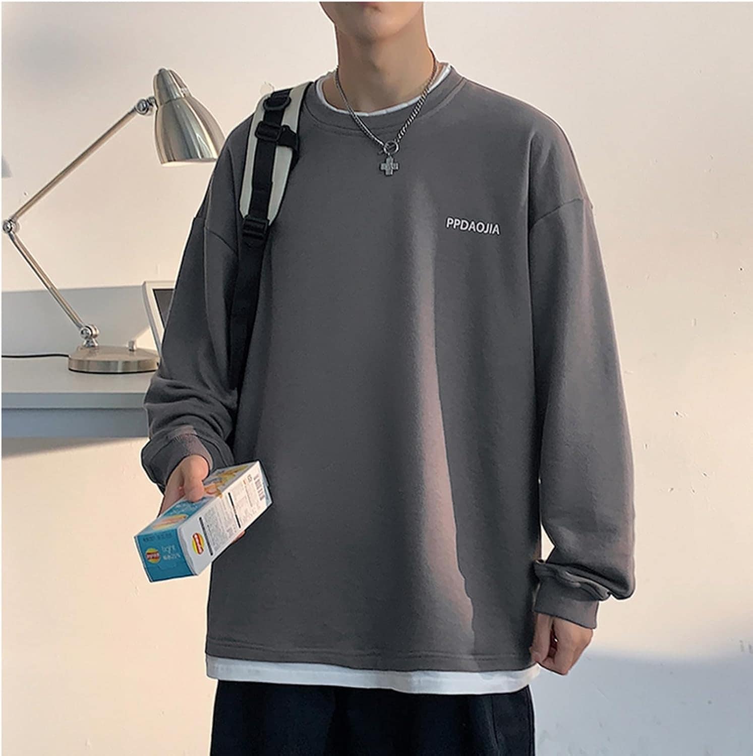 トレーナー メンズ 5xl ピンク フェイクレイヤード クルーネック 長袖 パーカー Tシャツ クルーネック ビッグサイズ フルオーバー 春秋服 着こなし 体型パカー 日系 個性的 bf風 トレーナー メンズ 5xl ピンク フェイクレイヤード クルーネック 長袖 パーカー Tシャツ クルーネック ビッグサイズ フルオーバー 春秋服 着こなし 体型パカー 日系 個性的 bf風