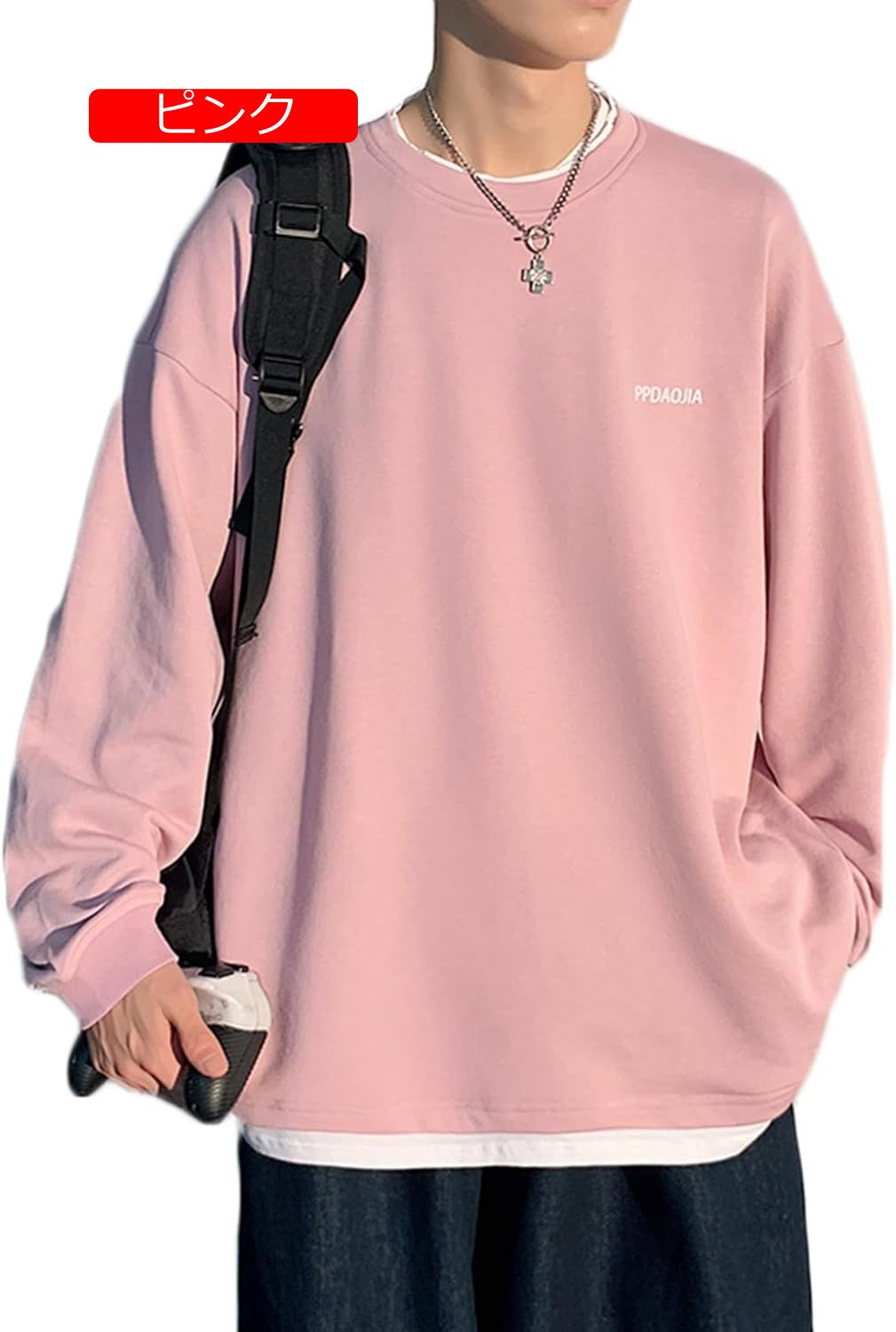 トレーナー メンズ 5xl ピンク フェイクレイヤード クルーネック 長袖 パーカー Tシャツ クルーネック ビッグサイズ フルオーバー 春秋服 着こなし 体型パカー 日系 個性的 bf風 トレーナー メンズ 5xl ピンク フェイクレイヤード クルーネック 長袖 パーカー Tシャツ クルーネック ビッグサイズ フルオーバー 春秋服 着こなし 体型パカー 日系 個性的 bf風