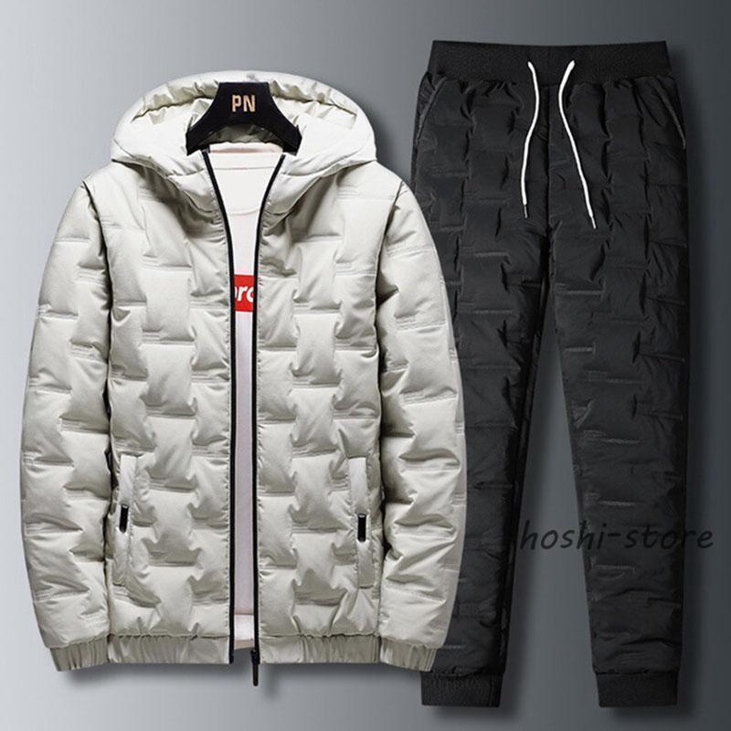 ジャージ メンズ セットアップ 上下セット ダウンジャケット スウェットパンツ 中綿セット 大きい カジュアル ウェア 部屋着 防風 防寒