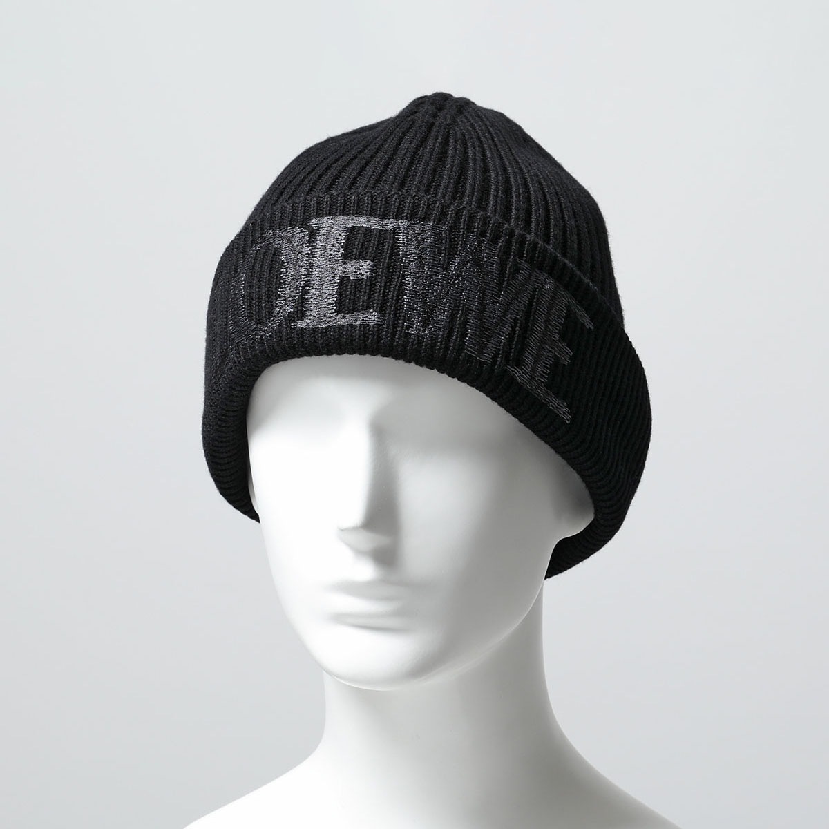 ロエベ ロゴ ニットキャップ ウール ブラック LOEWE ブラック ニット帽