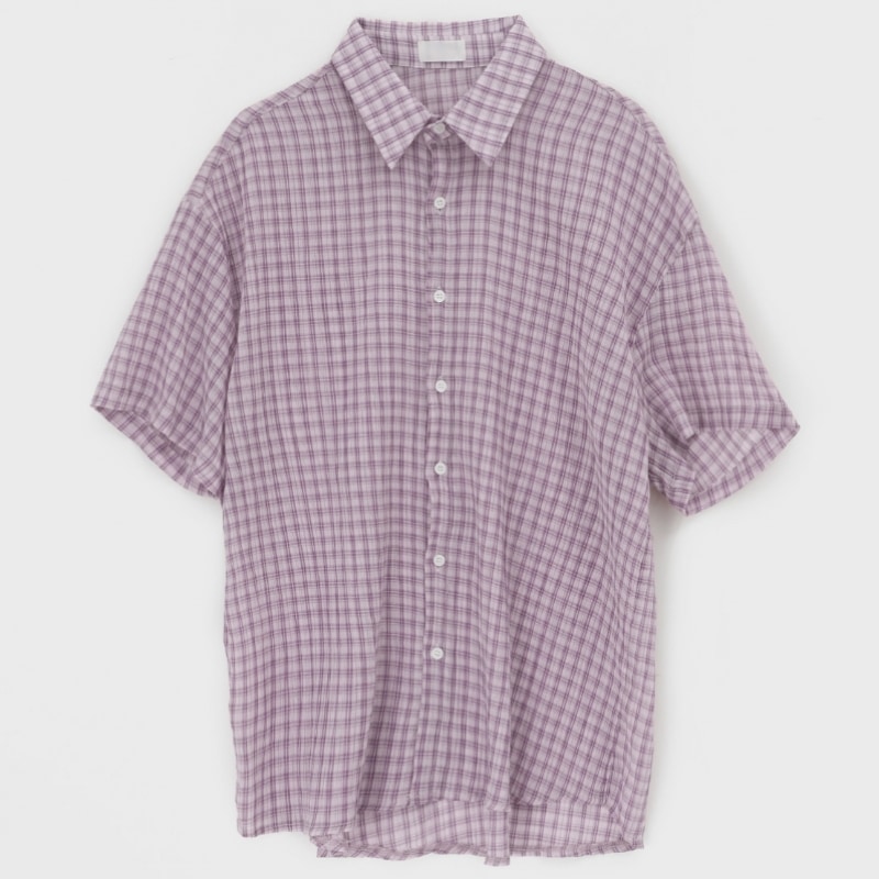 ブラックアップ (UNISEX) ダルポ シアサッカー 半袖 チェックシャツ