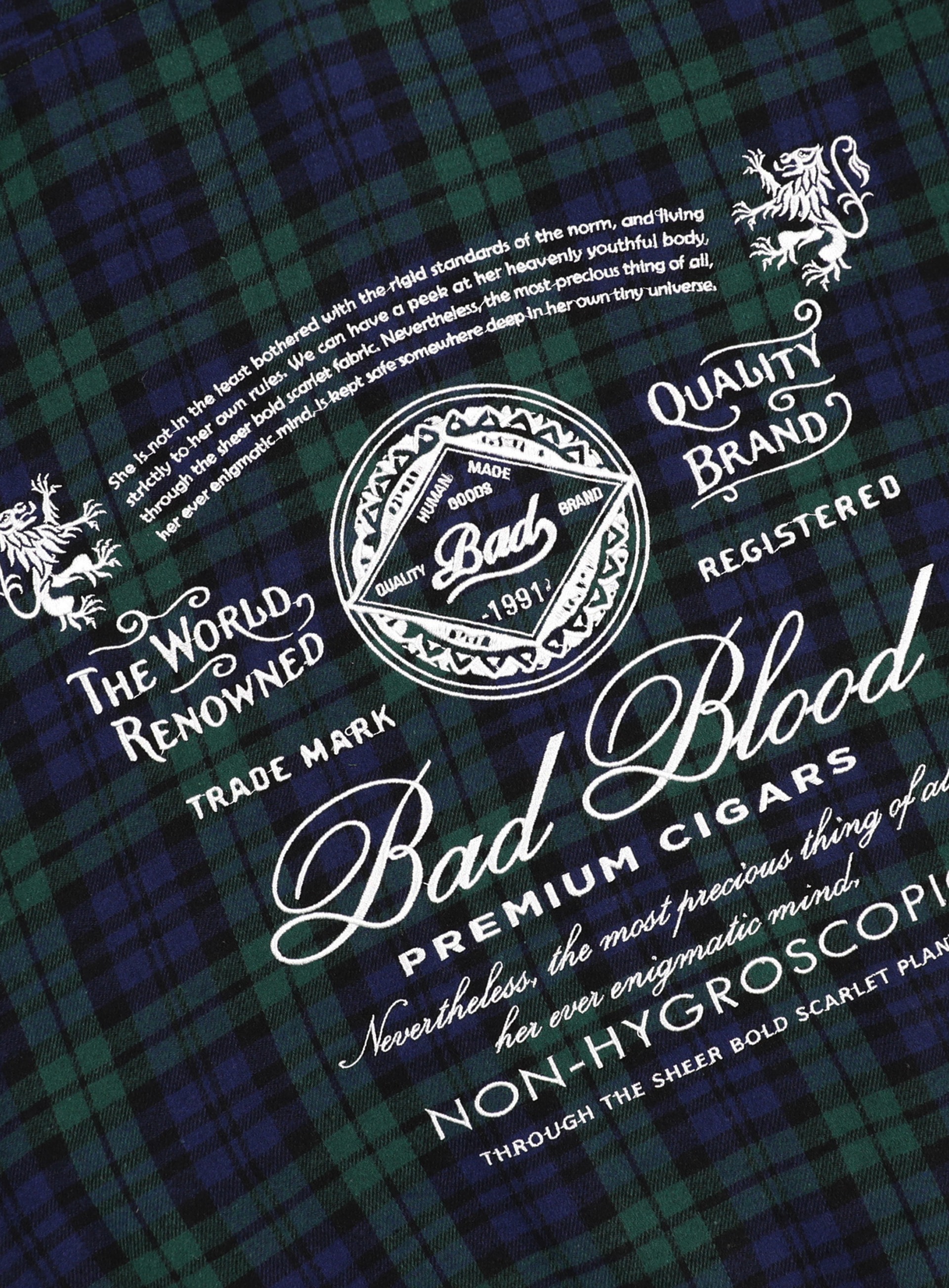 【BADBLOOD】 CLASSIC CHECK HOODED ZIP-UP : GREEN