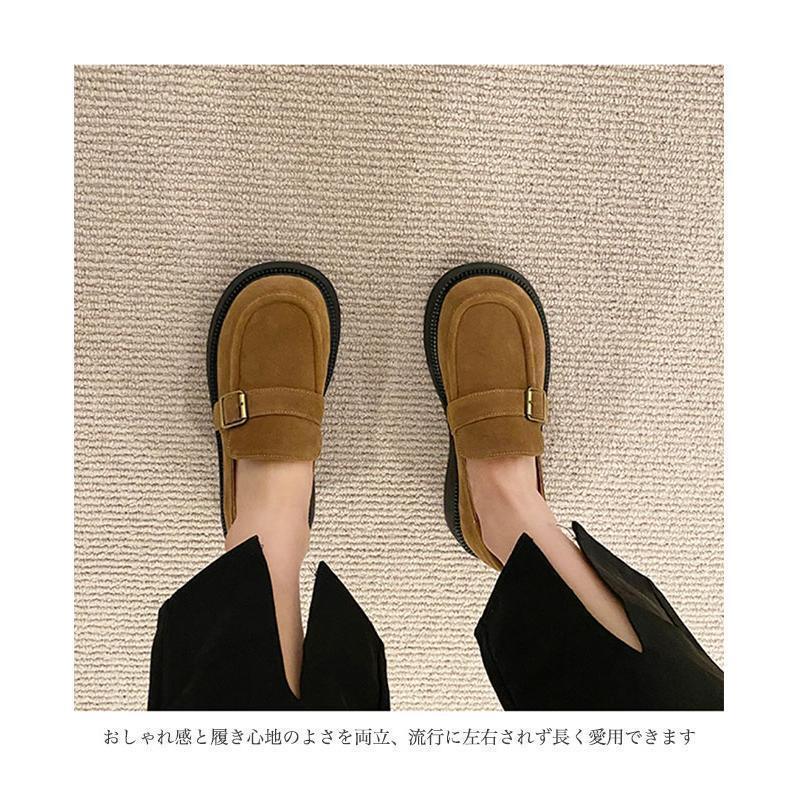 ローファー レディース モカシン 厚底 3.5cm フラットシューズ ラウンドトゥ スリッポン 楽ちん 厚底シューズ レトロ 春 秋 カジュアルシューズ