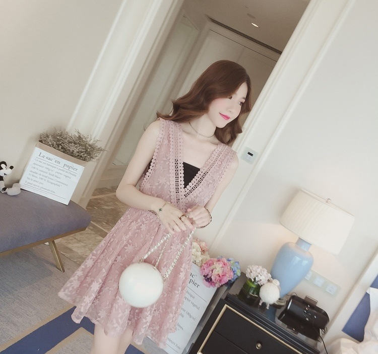 1626.ノースリーブ花柄レースワンピー... : レディース服 超激得特価
