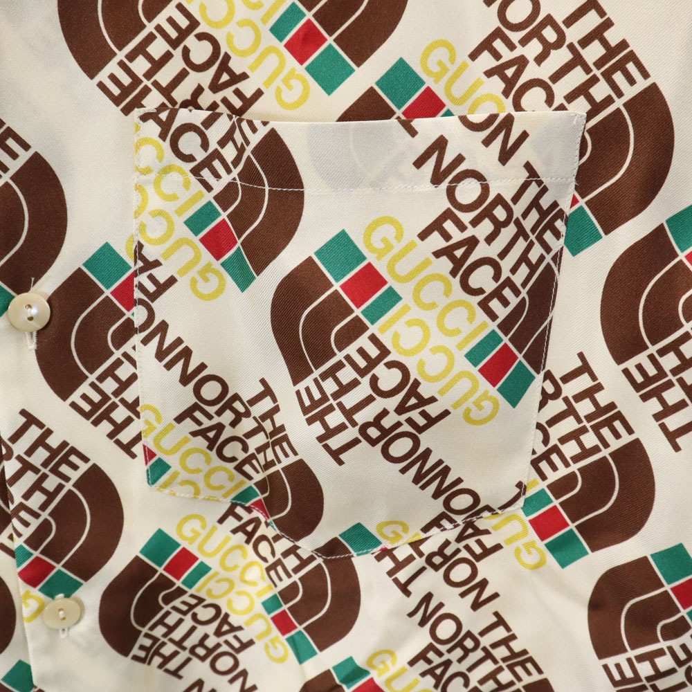 未使用 イタリア製 ノースフェイス コラボ シルク 総ロゴ 半袖 シャツ 46 アイボリー系 x THE NORTH FACE 箱付き メンズ 未使用 イタリア製 ノースフェイス コラボ シルク 総ロゴ 半袖 シャツ 46 アイボリー系 x THE NORTH FACE 箱付き メンズ