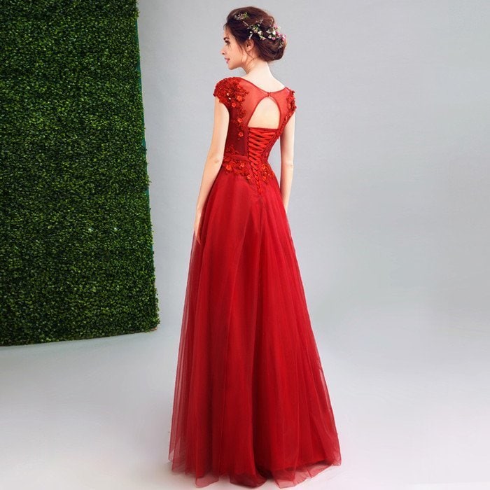 演奏会用ドレス レッド カラードレス ロングドレス パーティードレス ウェディングドレス 発表会 結