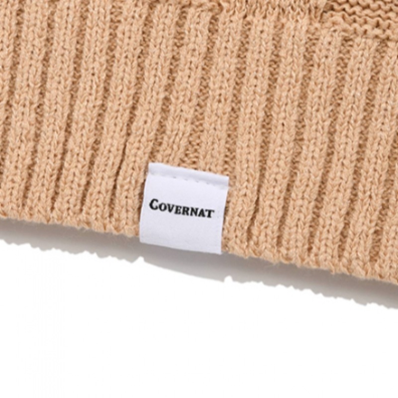 COVERNAT ブロックテクスチャカラーハーフニットサーモン