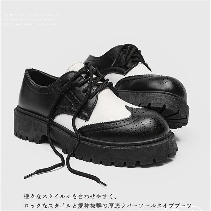靴 ブーツ メンズ 厚底ラバーソールシューズ ヴィジュアル系 ビジュアル系 靴 くつ チャッカブーツ デザートブーツ ドレスシューズ レースアップ ローカット PUレザー 合成皮革 合皮 シンプル 大