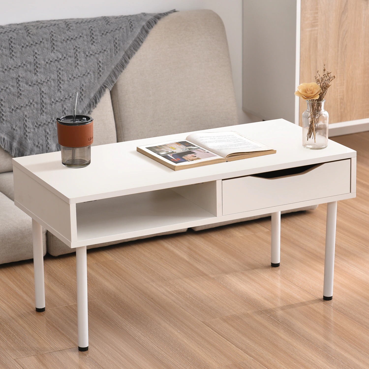 80【新品登場】簡易テーブル ローテーブル センターテーブル リビングテーブル カフェテーブル ソファテーブル 引き出し1つ付き 組み立て簡単 【ホワイト+ホワイト】 80【新品登場】簡易テーブル ローテーブル センターテーブル リビングテーブル カフェテーブル ソファテーブル 引き出し1つ付き 組み立て簡単 【ホワイト+ホワイト】