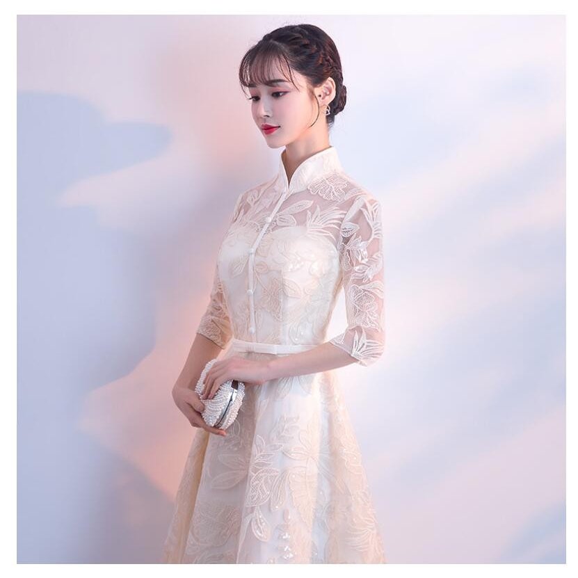 立ち襟 ミモレ丈 ウエディングドレス aラインワンピース パーディードレス 結婚式 披露宴 二次会 立ち襟 ミモレ丈 ウエディングドレス aラインワンピース パーディードレス 結婚式 披露宴 二次会