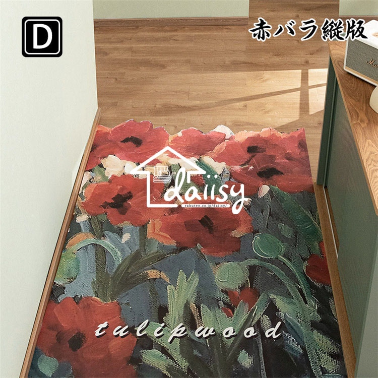 120×180CM 油絵風 芸術 皮革 防水 防油 室内 屋外 擦り洗い ドアマット pvc 裁断可能 玄関マットカーペット ラグマット 花柄 玄関ラグ 廊下敷き エントランス 滑り止め 家庭用 北欧
