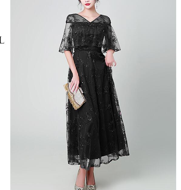 ワンピース　結婚式　パーティードレス　Vネック　2色　発表会　二次会　披露宴　ロングドレス　上品