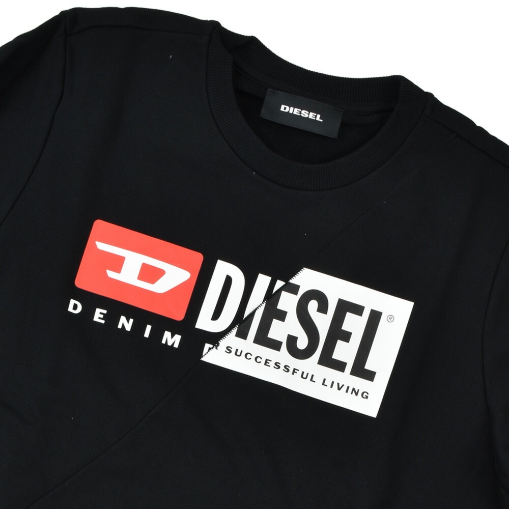 ディーゼル スウェット メンズ トレーナー クルーネック ブラック ホワイト 黒 白 DIESEL S-GIRK-CUTY[003490iajh]