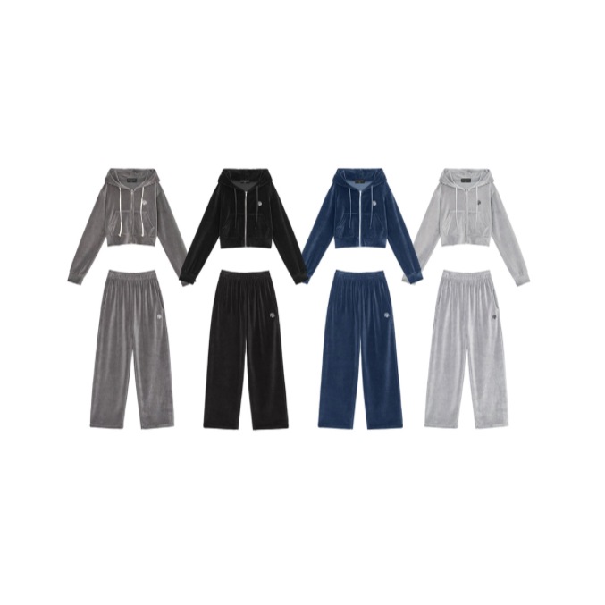 [100%KR- Genuine】[MUAHMUAH][SET] Velvet Training Hoodie Up Pants Set Up
