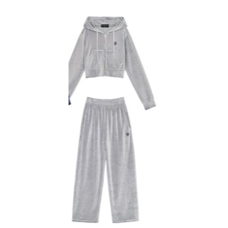 [100%KR- Genuine】[MUAHMUAH][SET] Velvet Training Hoodie Up Pants Set Up