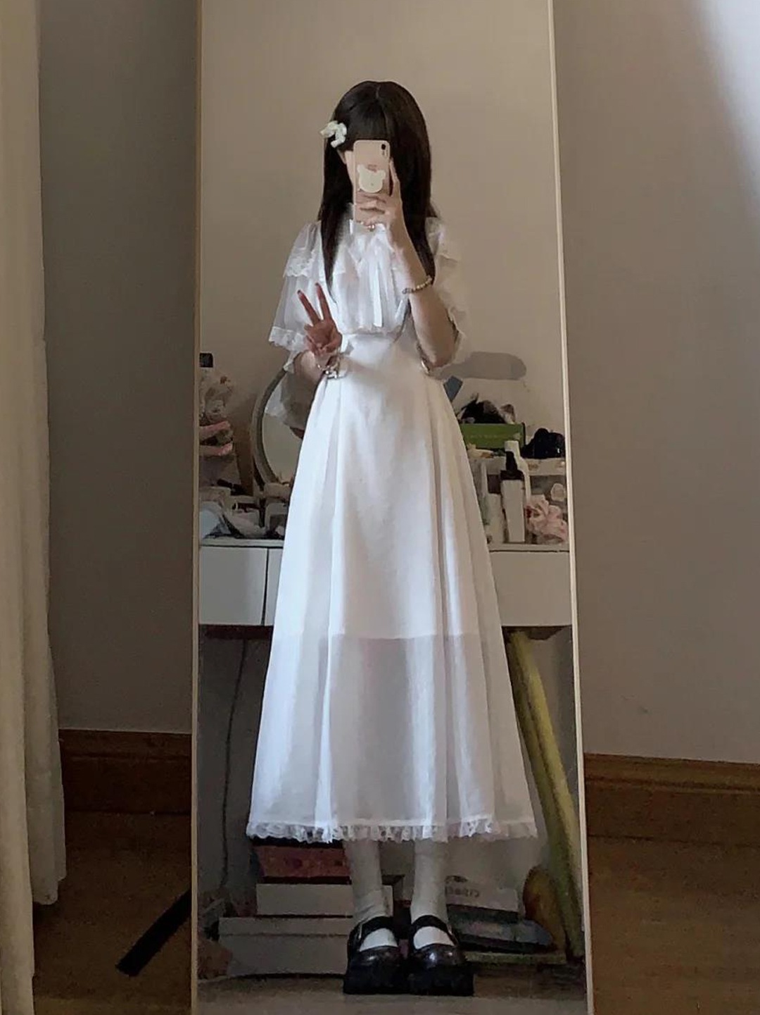 地雷系タイプの量産型タイプケープサマーホワイトロンパーロングスカートロリータロリータロリータスカートスカートレーススーツ 地雷系タイプの量産型タイプケープサマーホワイトロンパーロングスカートロリータロリータロリータスカートスカートレーススーツ