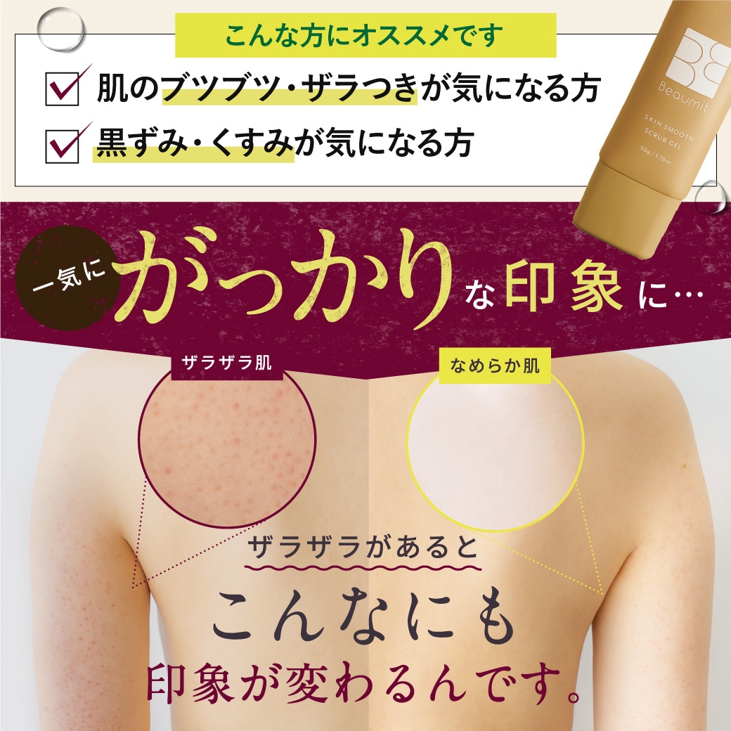 Beaumit スキンスムーススクラブジェル Qoo10] Beaumit 首 二の腕 ケア ポツポツ ボディスクラ