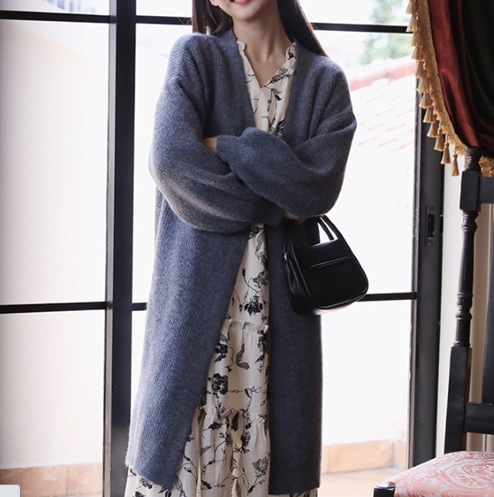 【取寄：納期2週間】ニットカーディガン レディース カーディガン ロングカーディガン 羽織 アウター ライトアウター シンプル 無地 長袖 秋冬 ゆったり ルーズシルエット カジュアル お出掛け