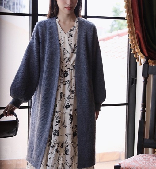 【取寄：納期2週間】ニットカーディガン レディース カーディガン ロングカーディガン 羽織 アウター ライトアウター シンプル 無地 長袖 秋冬 ゆったり ルーズシルエット カジュアル お出掛け