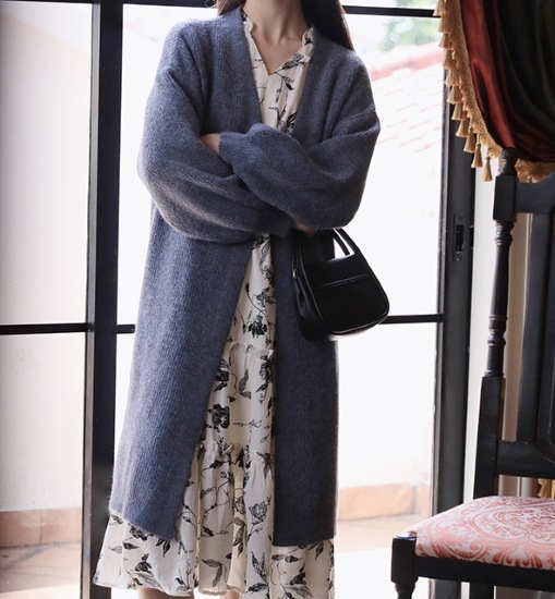 【取寄：納期2週間】ニットカーディガン レディース カーディガン ロングカーディガン 羽織 アウター ライトアウター シンプル 無地 長袖 秋冬 ゆったり ルーズシルエット カジュアル お出掛け