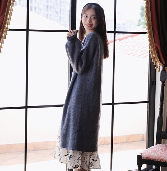 【取寄：納期2週間】ニットカーディガン レディース カーディガン ロングカーディガン 羽織 アウター ライトアウター シンプル 無地 長袖 秋冬 ゆったり ルーズシルエット カジュアル お出掛け