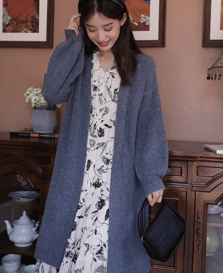 【取寄：納期2週間】ニットカーディガン レディース カーディガン ロングカーディガン 羽織 アウター ライトアウター シンプル 無地 長袖 秋冬 ゆったり ルーズシルエット カジュアル お出掛け