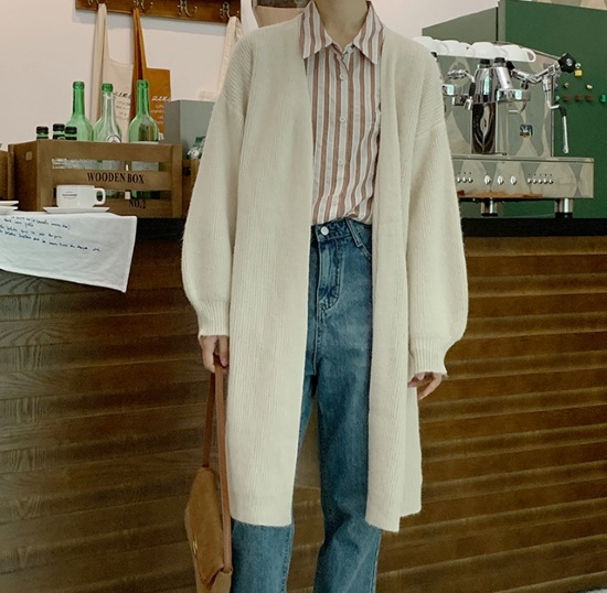 【取寄：納期2週間】ニットカーディガン レディース カーディガン ロングカーディガン 羽織 アウター ライトアウター シンプル 無地 長袖 秋冬 ゆったり ルーズシルエット カジュアル お出掛け