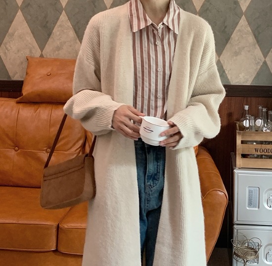 【取寄：納期2週間】ニットカーディガン レディース カーディガン ロングカーディガン 羽織 アウター ライトアウター シンプル 無地 長袖 秋冬 ゆったり ルーズシルエット カジュアル お出掛け