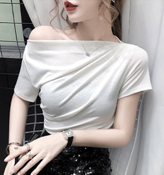 オフショルダー半袖トップス 半袖 カットソー Tシャツ トップス コンパクト 綿 麻 かわいい 可愛い きれいめ シンプル カジュアル 上品 おしゃれ かっこいい レトロ アジアン オフショルダー半袖トップス 半袖 カットソー Tシャツ トップス コンパクト 綿 麻 かわいい 可愛い きれいめ シンプル カジュアル 上品 おしゃれ かっこいい レトロ アジアン