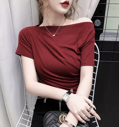 オフショルダー半袖トップス 半袖 カットソー Tシャツ トップス コンパクト 綿 麻 かわいい 可愛い きれいめ シンプル カジュアル 上品 おしゃれ かっこいい レトロ アジアン オフショルダー半袖トップス 半袖 カットソー Tシャツ トップス コンパクト 綿 麻 かわいい 可愛い きれいめ シンプル カジュアル 上品 おしゃれ かっこいい レトロ アジアン