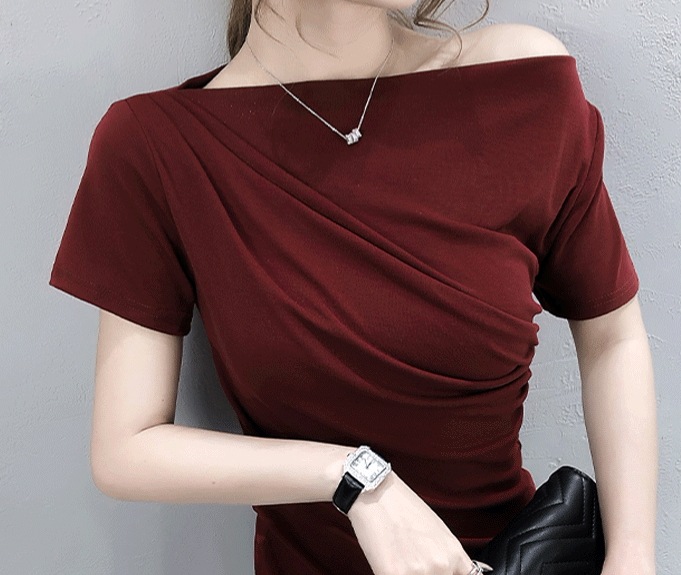 オフショルダー半袖トップス 半袖 カットソー Tシャツ トップス コンパクト 綿 麻 かわいい 可愛い きれいめ シンプル カジュアル 上品 おしゃれ かっこいい レトロ アジアン オフショルダー半袖トップス 半袖 カットソー Tシャツ トップス コンパクト 綿 麻 かわいい 可愛い きれいめ シンプル カジュアル 上品 おしゃれ かっこいい レトロ アジアン