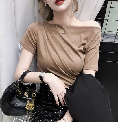 オフショルダー半袖トップス 半袖 カットソー Tシャツ トップス コンパクト 綿 麻 かわいい 可愛い きれいめ シンプル カジュアル 上品 おしゃれ かっこいい レトロ アジアン オフショルダー半袖トップス 半袖 カットソー Tシャツ トップス コンパクト 綿 麻 かわいい 可愛い きれいめ シンプル カジュアル 上品 おしゃれ かっこいい レトロ アジアン