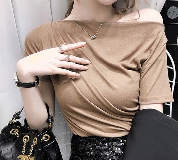 オフショルダー半袖トップス 半袖 カットソー Tシャツ トップス コンパクト 綿 麻 かわいい 可愛い きれいめ シンプル カジュアル 上品 おしゃれ かっこいい レトロ アジアン オフショルダー半袖トップス 半袖 カットソー Tシャツ トップス コンパクト 綿 麻 かわいい 可愛い きれいめ シンプル カジュアル 上品 おしゃれ かっこいい レトロ アジアン