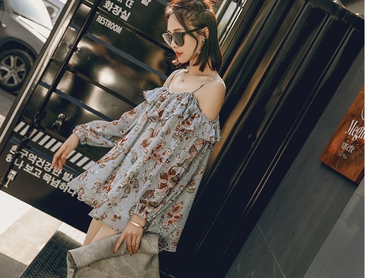 オフショルダートップス 花柄シフォントップス フリルシフォントップス カジュアルシフォントップス ボタニカルアート トップス シャツ カットソー プルオーバー 袖あり 長袖 ボリューム袖 Uネック オフショルダートップス 花柄シフォントップス フリルシフォントップス カジュアルシフォントップス ボタニカルアート トップス シャツ カットソー プルオーバー 袖あり 長袖 ボリューム袖 Uネック