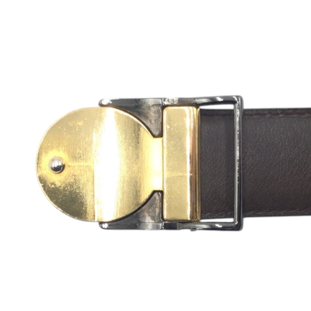 黒いレザー ベルト 金色バックル 5穴 栃木レザーベルト オイル多脂革