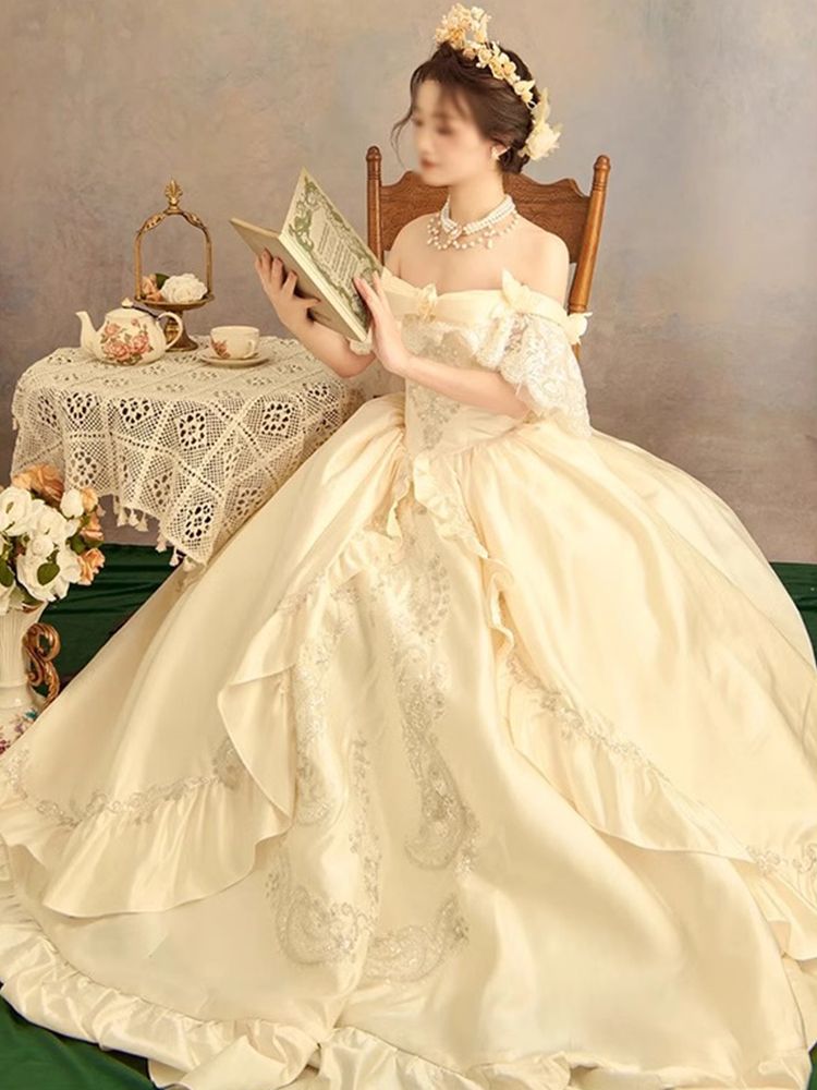 【1731人コレクション】ロリータ王女スカート成人高級軽豪華小衆一字肩学生芸考司会者演出服女性超仙