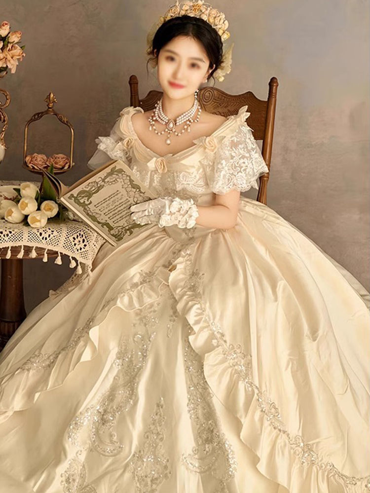 【1731人コレクション】ロリータ王女スカート成人高級軽豪華小衆一字肩学生芸考司会者演出服女性超仙