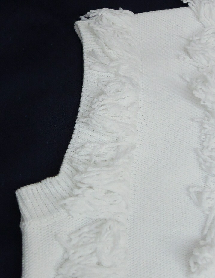 こーが Drawer 7Gﾌﾘﾝｼﾞﾉｰｽﾘｰﾌﾞﾛﾝｸﾞﾆｯﾄ 白(56805) 【公式通販】