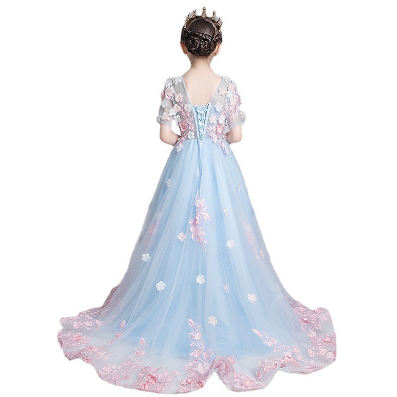子供ドレスフラワーガールプリンセスドレス女の子のふわふわテールキャットウォークホストピアノパフォーマンススーツ春スタイル 子供ドレスフラワーガールプリンセスドレス女の子のふわふわテールキャットウォークホストピアノパフォーマンススーツ春スタイル