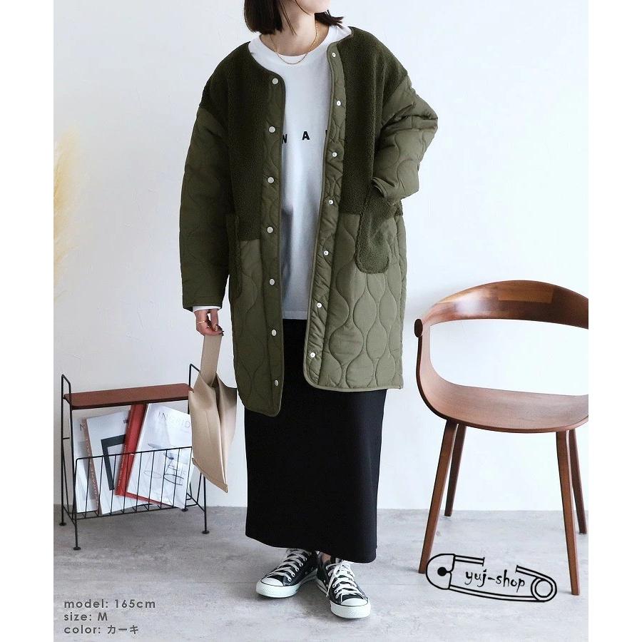 新入庫 キルティング ボアコート レディース ビッグシルエット アウター ノーカラー 新入庫 キルティング ボアコート レディース ビッグシルエット アウター ノーカラー