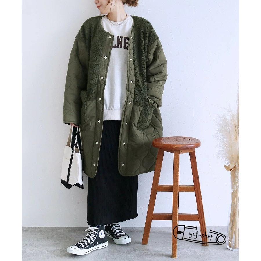 新入庫 キルティング ボアコート レディース ビッグシルエット アウター ノーカラー 新入庫 キルティング ボアコート レディース ビッグシルエット アウター ノーカラー