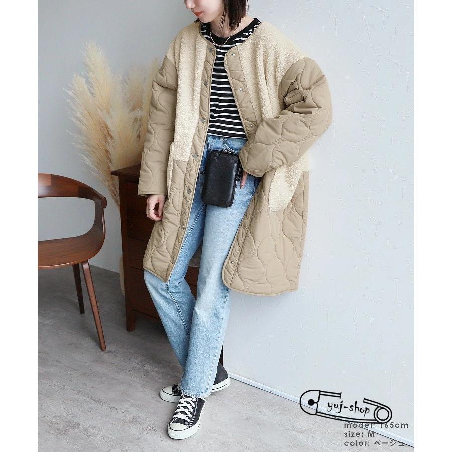 新入庫 キルティング ボアコート レディース ビッグシルエット アウター ノーカラー 新入庫 キルティング ボアコート レディース ビッグシルエット アウター ノーカラー