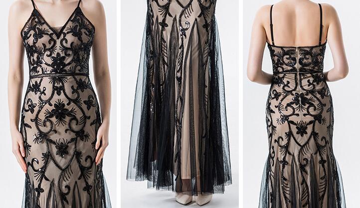 キャミソールワンピース スパンコールドレス ロング丈ドレス ラテンダンス衣装 パーティードレス モダンドレス ミモレ丈 ダンスドレス レディース 社交ダンスウェア モダンダンス 舞台衣装 団体服 ダン